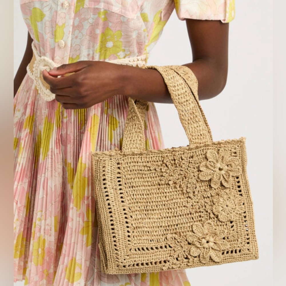 Zimmermann raffia Elegant Tan Crochet Tote Bag